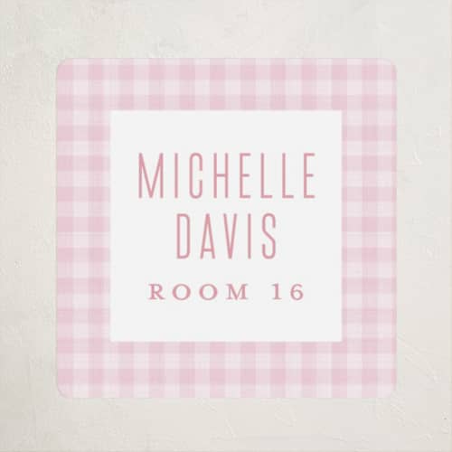 This is a blush name labels with standard by Lea Delaveris called charming printing on waterproof sticker paper in sticker