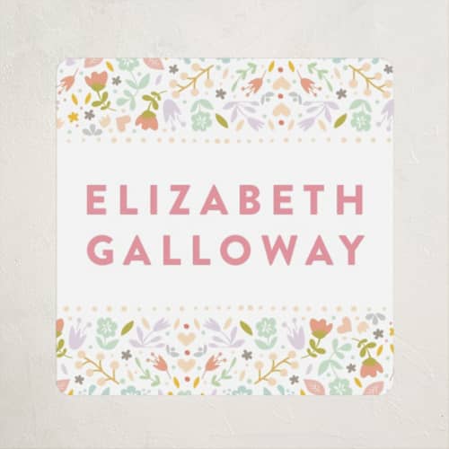 This is a cherry blossom name labels with standard by Phrosné Barwood called pretty floral frame printing on waterproof sticker paper in sticker