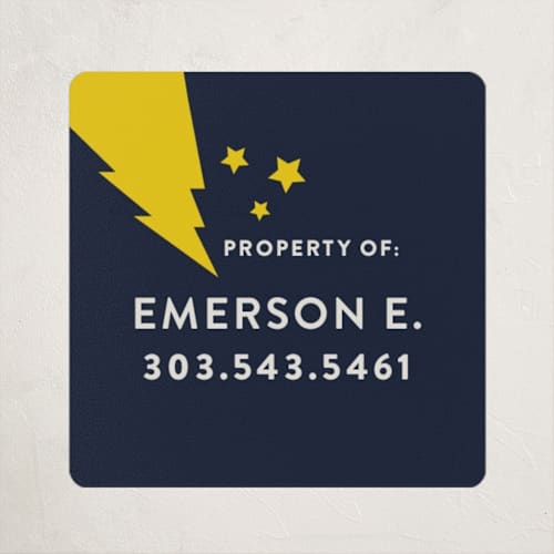 This is a midnight name labels with standard by Olivia Raufman called flash printing on waterproof sticker paper in sticker