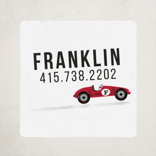 This is a tomato name labels with standard by chocomocacino called vintage race car printing on waterproof sticker paper in sticker