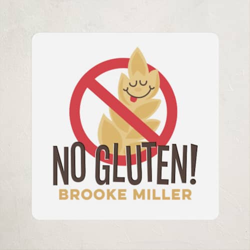 This is a wheat name labels with standard by Jessie Steury called no gluten printing on waterproof sticker paper in sticker