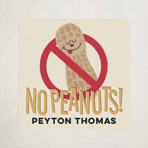 This is a banana name labels with standard by Jessie Steury called no peanuts printing on waterproof sticker paper in sticker