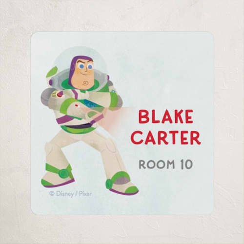 This is a pear name labels with standard by Lori Wemple called disney and pixar buzz's laser printing on waterproof sticker paper in sticker
