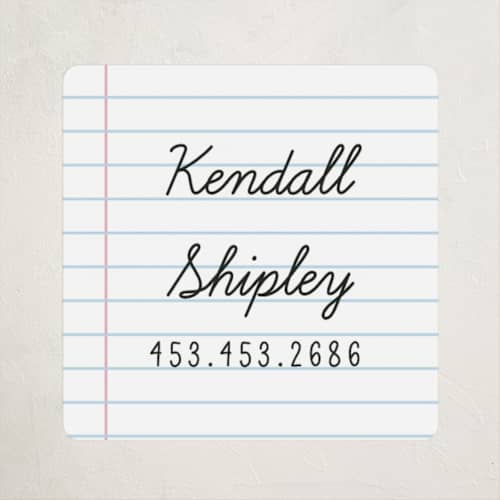 This is a cloud name labels with standard by Shiny Penny Studio called joined up writing printing on waterproof sticker paper in sticker
