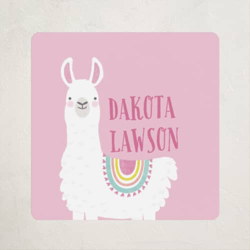 This is a candy name labels with standard by Karidy Walker called llama fun printing on waterproof sticker paper in sticker