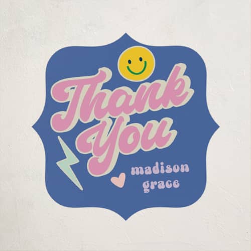 This is a groovy blues kids stickers with standard by Vera Lim called retro16 printing on uncoated sticker paper in sticker