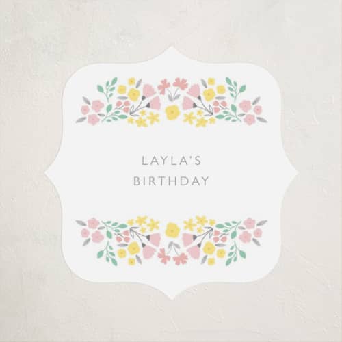 This is a cupcake kids stickers with standard by Sara Berrenson called sweet floral frame printing on uncoated sticker paper in sticker