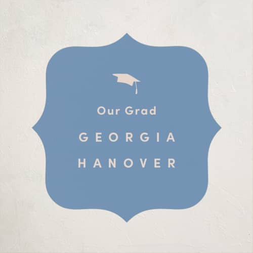 This is a country blue graduation stickers with standard by Inkblot Design called classically done printing on uncoated sticker paper in sticker