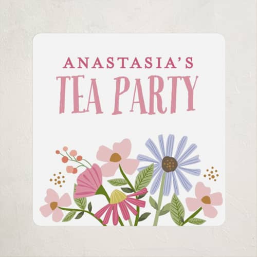 This is a petal kids stickers with standard by Karidy Walker called party teapot printing on uncoated sticker paper in sticker