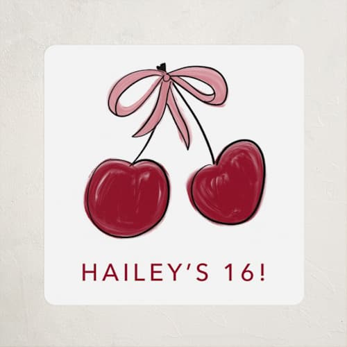 This is a meringue kids stickers with standard by Inkblot Design called cherry sundae printing on uncoated sticker paper in sticker
