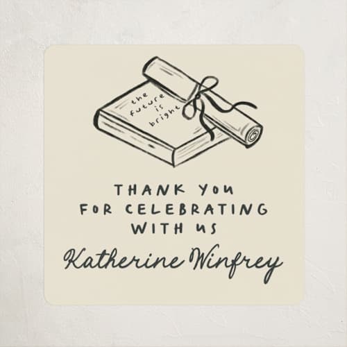 This is a noir graduation stickers with standard by Creo Study called trendsetter printing on uncoated sticker paper in sticker