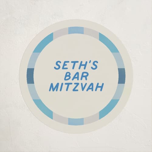 This is a sky kids stickers with standard by Creo Study called checkered mitzvah printing on uncoated sticker paper in sticker