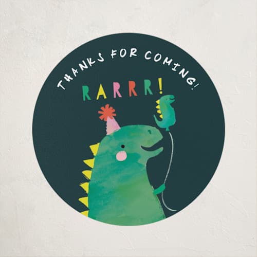 This is a teal kids stickers with standard by Lori Wemple called dinosaur balloon printing on uncoated sticker paper in sticker