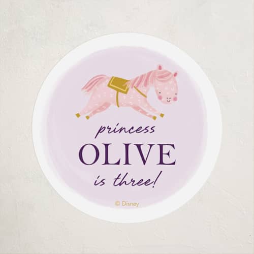 This is a lilac kids stickers with standard by Katherine Dietz called disney's tangled floral birthday invite printing on uncoated sticker paper in sticker