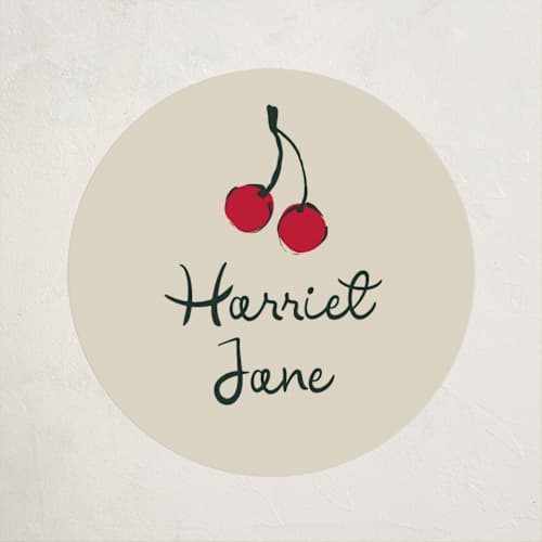 This is a tomato kids stickers with standard by Kelly Watkins called cherries printing on uncoated sticker paper in sticker