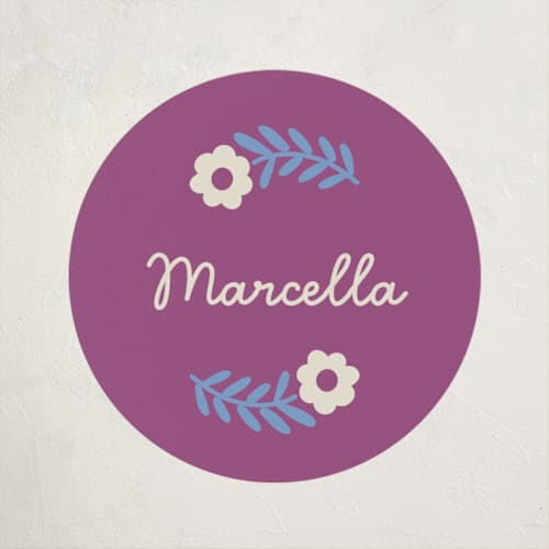This is a orchid kids stickers with standard by Kelly Watkins called wavy floral frame printing on uncoated sticker paper in sticker