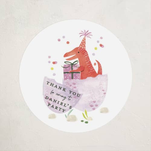 This is a forest kids stickers with standard by Sarah Knight called party dinos printing on uncoated sticker paper in sticker