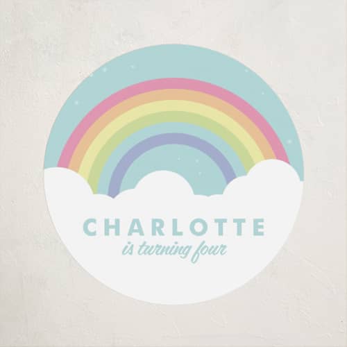 This is a mint kids stickers with standard by Maria Alou called pastel rainbow sparkles printing on uncoated sticker paper in sticker