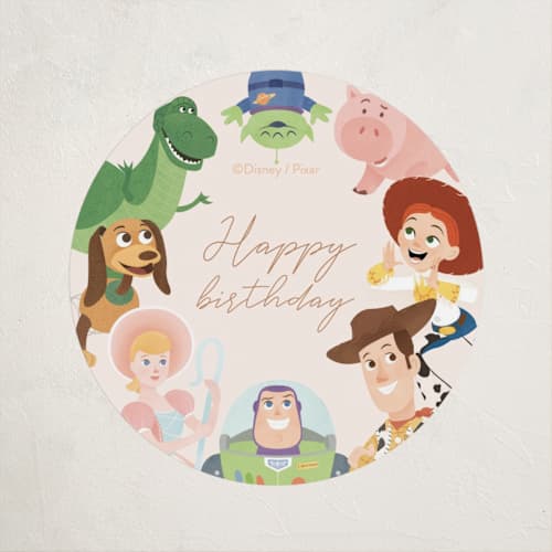 This is a taupe kids stickers with standard by Sabrin Deirani called disney's and pixar toy story friends printing on uncoated sticker paper in sticker
