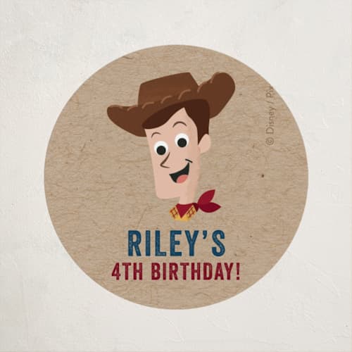 This is a rustic kids stickers with standard by Oma N. Ramkhelawan called disney and pixar's howdy woody printing on uncoated sticker paper in sticker