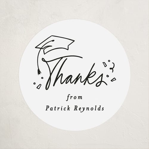 This is a cotton graduation stickers with standard by Creo Study called cap off printing on uncoated sticker paper in sticker