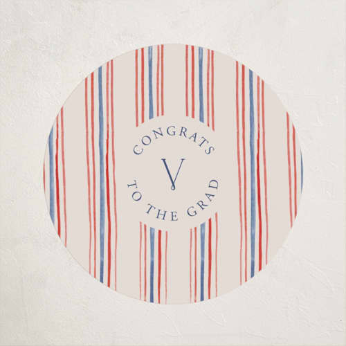 This is a navy graduation stickers with standard by Claudia Orengo called past and future printing on uncoated sticker paper in sticker