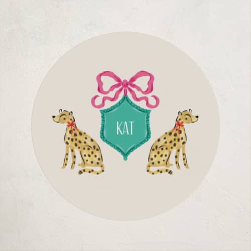 This is a peony custom stickers with standard by Jackie Crawford called whimsical cheetas printing on uncoated sticker paper in sticker