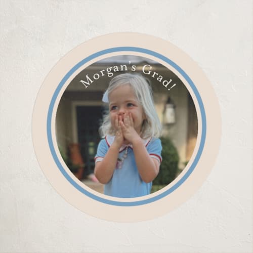 This is a robin's egg custom stickers with standard by Carolyn MacLaren called angled frame printing on uncoated sticker paper in sticker