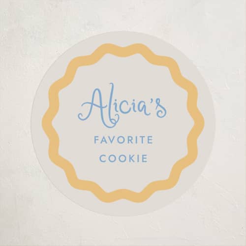 This is a melon baby shower favor labels with standard by Megan Davis called augusta printing on uncoated sticker paper in sticker