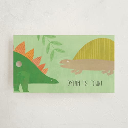 This is a forest kids gift tags with standard by melanie mikecz called let's roar dinosaur printing on signature in tag
