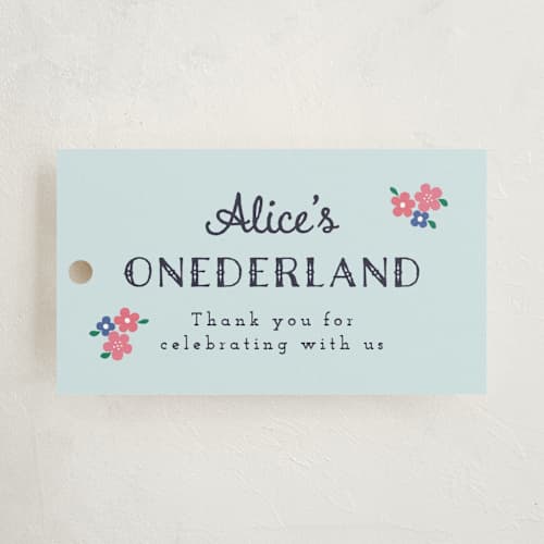This is a sky kids gift tags with standard by Annie Holmquist called disney's alice in wonderland birthday printing on signature in tag