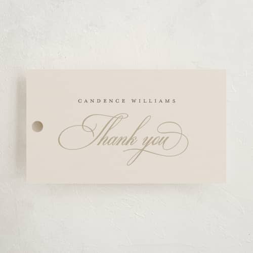 This is a cream graduation tags with standard by Jelena Vuletic called livia printing on signature in tag