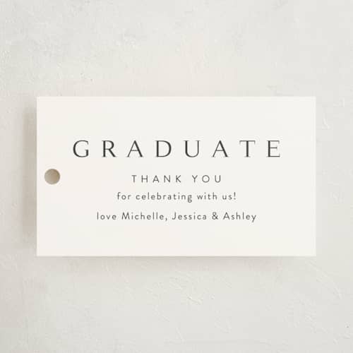 This is a cotton graduation tags with standard by Kasia Labocki called celebration printing on signature in tag