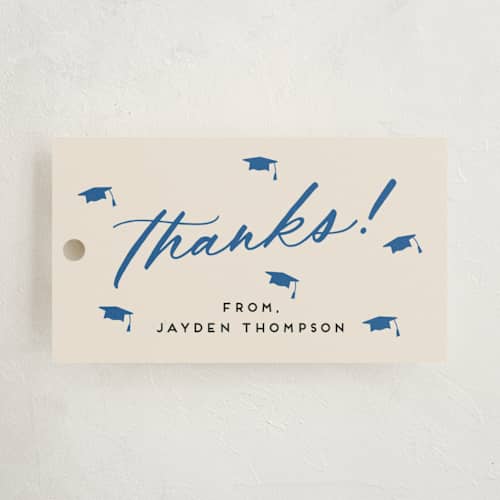 This is a azure graduation tags with standard by Louise Kay called celebrate the grad printing on signature in tag