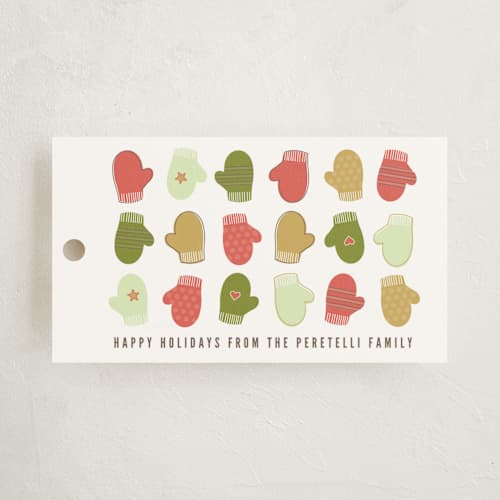 This is a gold gift tags with standard by Sandra Picco Design called warm and fuzzy printing on signature in tag