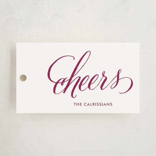 This is a plum gift tags with standard by Lauren Chism called script & stripes printing on signature in tag