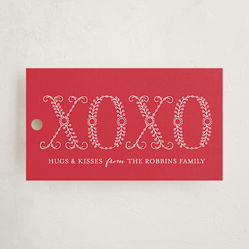 This is a scarlet gift tags with standard by Leslie Ann Jones called embellished printing on signature in tag