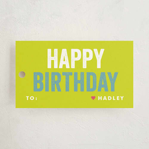 This is a sour apple gift tags with standard by Lauren Chism called colorful birthday printing on signature in tag