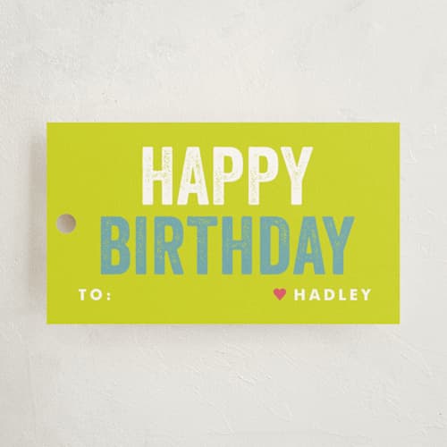 This is a sour apple gift tags with standard by Lauren Chism called colorful birthday printing on signature in tag
