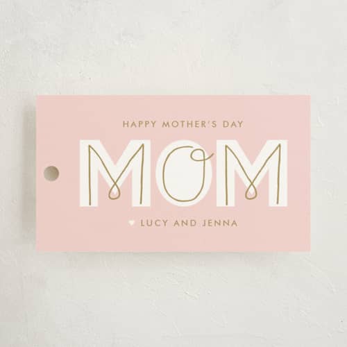 This is a cotton candy gift tags with standard by Lauren Chism called mom printing on signature in tag