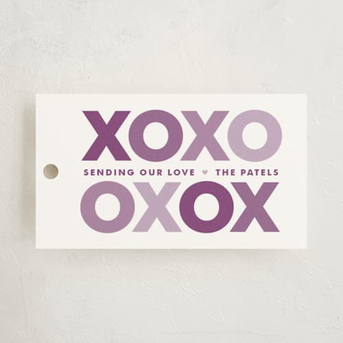 This is a grape gift tags with standard by Lauren Chism called xo printing on signature in tag