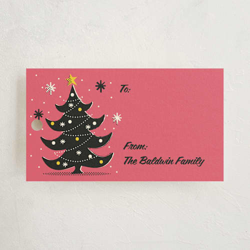 This is a flamingo gift tags with standard by Nam Bourassa called retro album printing on signature in tag