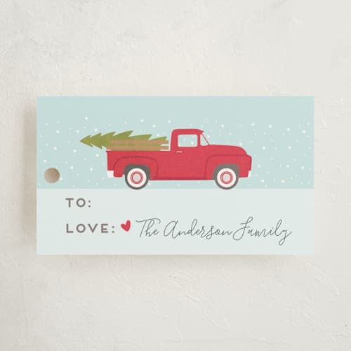 This is a azure gift tags with standard by The Chatty Press called i'll be home for christmas printing on signature in tag