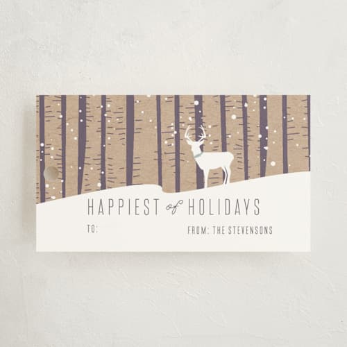 This is a plum gift tags with standard by Bethany Anderson called birch printing on signature in tag