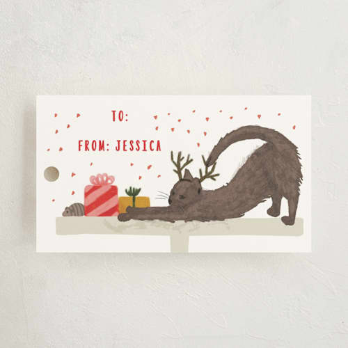 This is a holly berry gift tags with standard by Shiny Penny Studio called christmas cats printing on signature in tag