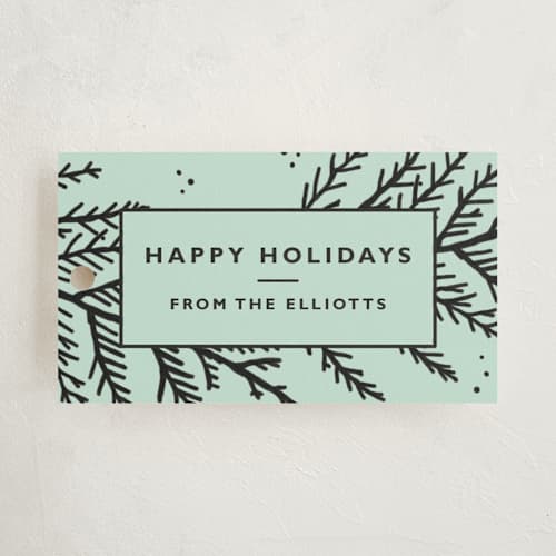 This is a minty gift tags with standard by Kelsey Mucci called big bold christmas branches printing on signature in tag
