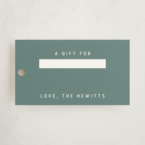 This is a dark green gift tags with standard by Chi Hey Lee called bicycle couple printing on signature in tag