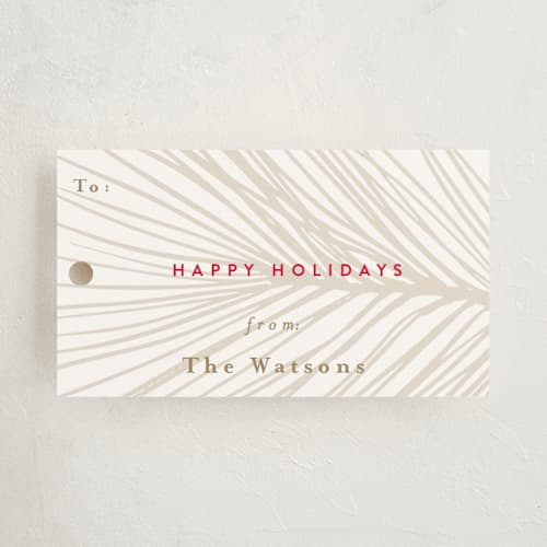 This is a cranberry gift tags with standard by Jan Shepherd called floating greenery printing on signature in tag