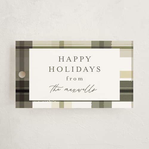 This is a fir gift tags with standard by Jackie Crawford called modern farmhouse plaid printing on signature in tag