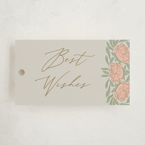 This is a petal gift tags with standard by Zani van Zyl called peony printing on signature in tag